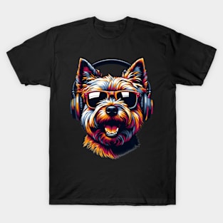 Cairn Terrier as Smiling DJ in Japanese Art Style T-Shirt